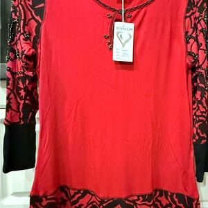 Red and Black Women's Tunic Top